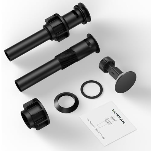 Bathroom Sink Drain with Overflow with Hair Catcher Anti-Clog Sink Strainer | Hurran Matte Black Bathroom Sink Stopper for 1.65"-1.9" Hole, Plastic Pop-up Drain for Bathroom Vanity Vessel Sink, 2 Pack - color: Matte Black X 2