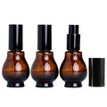 3 Pcs 30ml 1oz Amber Glass Travel Bottles for Toiletries Leakproof Cosmetic Cream Pump Bottles Lotion Dispenser Bottle Soap Dispenser with Black Pump for Essential Oil Cream Lotion Shampoo
