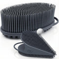 Avilana Silicone Body Scrubber for Shower – SGS Certified Food Grade Dual Sided Bath Brush, Gentle Exfoliating Silicone Loofah Alternative, Sensitive Skin Body Brush (Dark Gray-Silver, Body & Face) - color: Dark Gray-silver, size: Body & Face