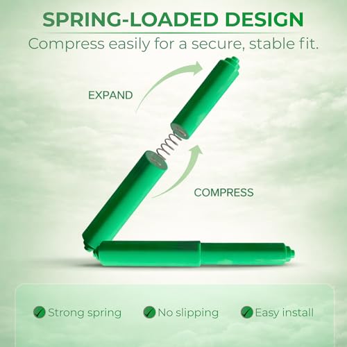 Toilet Paper Holder Spring Rod | Toilet Paper Roller Replacement | Standard & 7 Inch Size Toilet Paper Holder Replacement Rod | Roll Extender fits Extra Large Bathroom Tissue Rolls (Green) - color: Green
