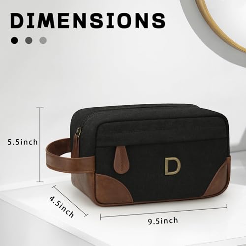 Personalized Toiletry Bag for Men - Initial Custom Travel Dopp Kit, Waterproof Shaving Bag with Large Capacity for Travel Essentials, Birthday Gifts for Him Dad Husband Boyfriend (D) - style: D