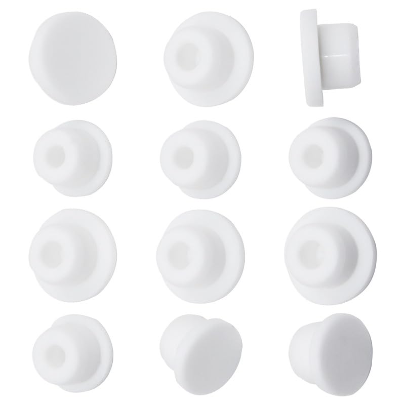 EASYEAH 2 Sizes 19/20 mm T-Shaped Silicone Plugs 3/4 inch Soft Flexible Rubber Stopper in Tube End Cap Cover Waterproof Sealing Hole Plugs for Bottles Pipes, White, 12 Pcs - size: 19-20mm(0.75-0.79")