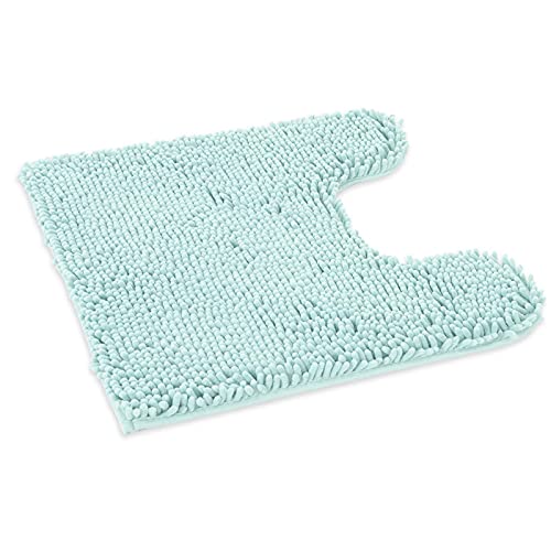 ITSOFT Standard 24"x21" U-Shaped Non-Slip Shaggy Chenille Toilet Contour Bathroom Rug with Water Absorbent, Spa Blue - color: Spa Blue, size: 24" x 21" (U-Shaped)