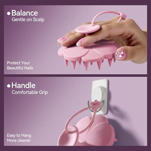 Creative Art Scalp Massager Shampoo Brush, Scalp Scrubber for Hair Growth & Dandruff Removal, Hair Scalp Brush with Soft Bristles Nail Protection, Hand Massager for Wet Dry Hair Care with Hang Loop