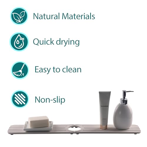 Water Absorbing Stone Kitchen Sink Mat, Faucet Splash Guard for Bathroom Counter - color: 23.6" x 3.9" Light Gray B