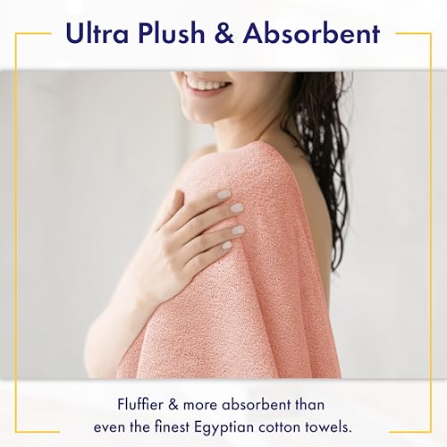 Alusa Home 100% Organic Zero-Twist Cotton Towels - GOTS Certified Luxury Bath Towels - Ultra Soft & Plush 700GSM Long-Staple Cotton - 6 Piece Towel Set (Blush Pink) - color: Blush, size: 6pc Towel Set