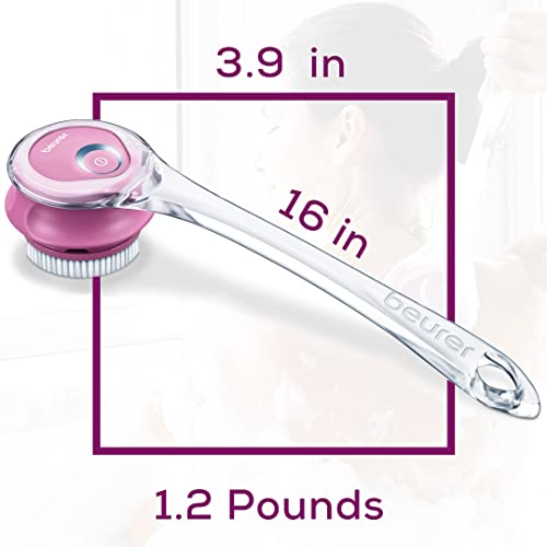 Beurer FC55 Electric Body Scrubber for Exfoliating and Massage, Waterproof for Showering, Cordless and Rechargeable, Spinning Skin Cleansing Brush with 2 Attachments - style: FC55 - Rechargeable, Removable Handle