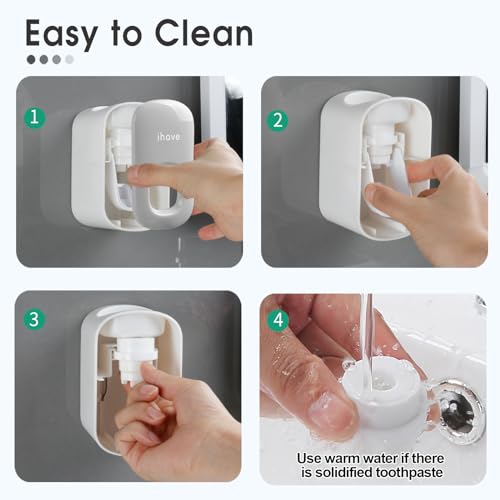 iHave Toothpaste Dispenser Wall Mount for Bathroom Automatic Toothpaste Squeezer (Grey)