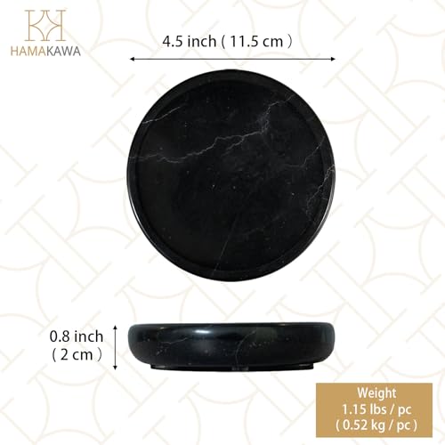 Natural Marble Soap Dish, Round Black Jewelry Dish 4.5 inch, Limestone Shower Soap Holder, Modern Stone Sponge Holder with White Stripe, Obsidian Bar Soap Saver Tray for Bathroom, Kitchen - color: Black 4.5-in Circ
