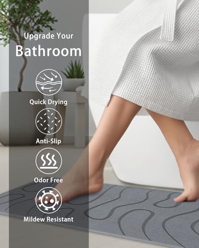 Stone Bath Mat, Diatomite Fast Drying Non Slip Stone Shower Mat, Super Absorbent for Bathroom & Kitchen, Multi-Use as Pet Mat, Easy to Clean 16"x24", Gray - color: Style 01-gray, size: 16"x24"