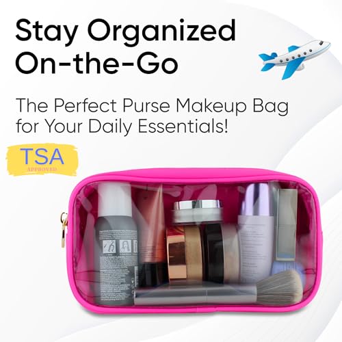 DANCOUR Clear Makeup Bag Mini Makeup Bag for Purse Mini Pouch Purse Clear Small Cosmetic Pouch Cosmetic Travel Case (Small, Hot Pink) - color: Hot Pink, style: Small