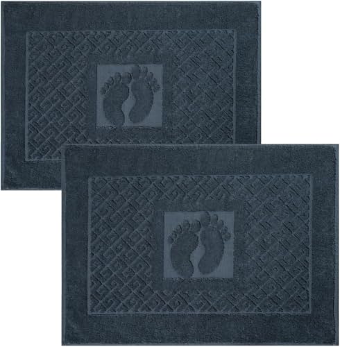 100% Turkish Cotton Bathroom Floor Towel, 2 Pack, Soft Bath Mat Towel, Quick-Drying, Machine Washable, Absorbent, Hotel & Spa Quality, 20x27.5 (2, Grey) - color: Grey, size: 2Pack