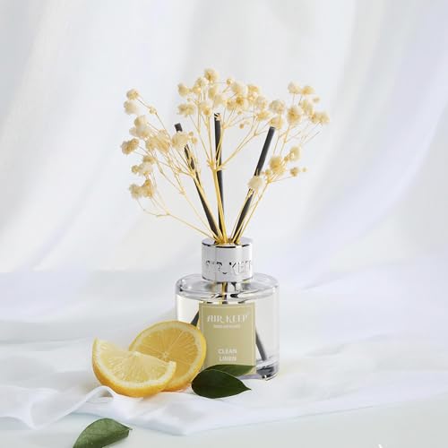 Airkeep Reed Diffuser Set,1.69 fl oz (50 ml) - Clean Linen Oil Diffusers with 8 Reed Sticks,Home Fragrance Reed Diffuser for Bathroom Shelf Decor - size: Real Flower/1.69Ounce/1pack