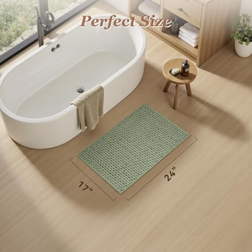 AMOAMI Unique Woven Bath Mat, Super Absorbent Non Slip Bath Mat, 17" x 24", Sage - color: Sage, size: 17" x 24"