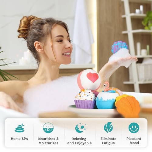 Aofmee Bath Bombs - 8 Bath Bombs for Women & Kids, Natural Spa Fizzy Bathbombs, Skin Moisturize Bubble Bath, Valentines Mothers Day Birthday Christmas for Women Her Girlfriend Mom Bridesmaid