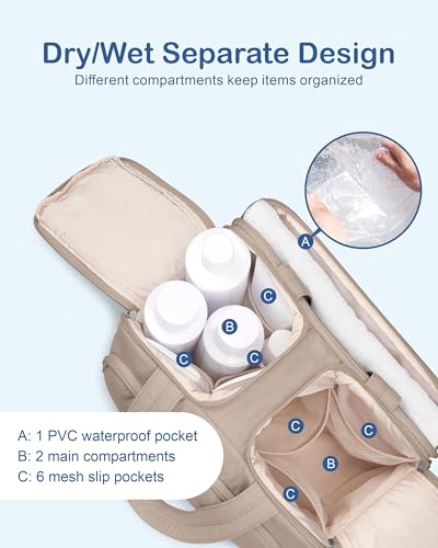 TOPDesign Travel Toiletry Bag for Women, Puffer Large Toiletry Bag, Lightweight Cosmetic Makeup Organizer with Handle for Traveling, Accessories, Essentials, Toiletries (Camel) - color: Camel