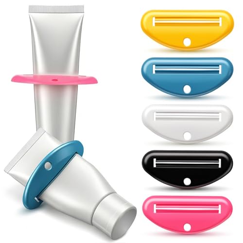 5 Pcs Toothpaste Roller,Toothpastes Clip Toothpaste Tube Squeezer Plastic Tube Squeezers Tool Roller Tooth Paste Dispenser for Bathroom (5 Colors)