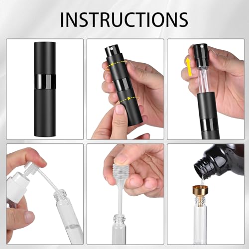 Perfume Travel Refillable Atomizer 8ML (3PCS) - Empty Cologne Spray Bottle, Portable & Leakproof Sprayer for Travel (Blue, Silver, pink) - color: Black, Silver, pink
