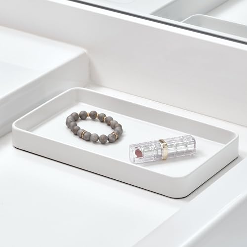iDesign Steel Vanity Tray for Bathroom Organization and Storage - Set of 2 - White - color: White, style: Pack of 2
