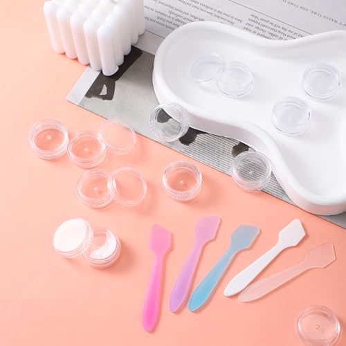 10 Pcs 2g Makeup Travel Containers with Lids & 5 Pcs Mini Spatulas, Empty Cosmetic Sample Jars Small Refillable Leak Proof Plastic Bottles for Lip Balm Creams Lotion Lip Scrub Foundation - size: 2 ml