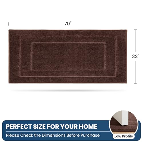 PURRUGS Machine Washable Kitchen Runner Rug 32" x 70", Non-Slip/Skid Hallway Runner Rug, Super Absorbent Soft Area Rug for Kitchen, Hallway & Laundry, Rolled Packaging, Brown - color: Brown, size: 32" X 70"