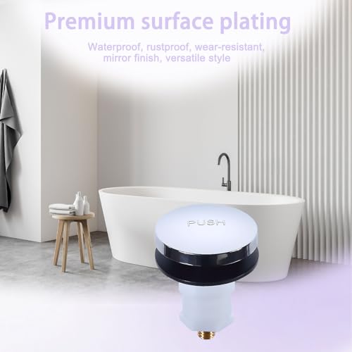 Universal Toe Touch Bathtub Drain Stopper - 3/8'' & 5/16'' Thread Studs with Star-Shaped Lock Washer, Chrome (1 Pack) - color: Chrome