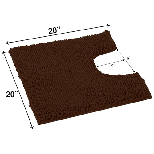 LuxUrux Bath Mat-Extra-Soft Plush Bath Shower Bathroom Rug,1'' Chenille Microfiber Material, Super Absorbent Shaggy Bath Rug. Machine Wash & Dry (20 x 20, Brown) - color: Brown, size: 20'' X 20'' U