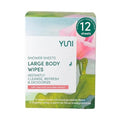 YUNI Beauty Large Body Wipes (Rose Cucumber, 12 Count) Soft Moist Showerless Wipe, Cleanse & Deodorize Waterless Travel Body Cleanser, Biodegradable Individually Wrapped Body Wipe for Camping or Gym - size: 12 Count (Pack of 1)