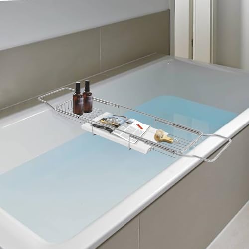 Expandable Bath Tub Tray Caddy Holder for Tablet, Towel, Bath Products, Fit Bathtub or Kitchen Sink, Luxury Bathtub Tray Rack Spa Shower Accessories Relaxing Spa Gifts for Women