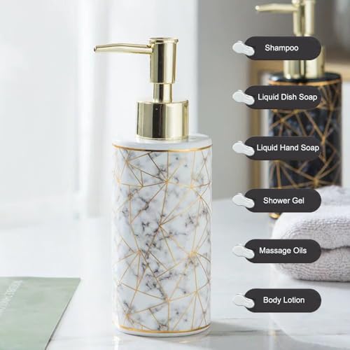 Ceramic Soap Dispenser for Bathroom Kitchen for Liquid Hand Dish Soap (Gold) - color: Gold