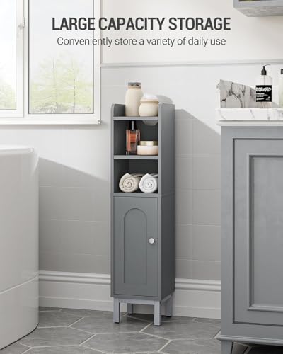 Hzuaneri Bathroom Storage Cabinet, Small Corner Floor Cabinet with Door and Shelves, Narrow Toilet Paper Holder, Bathroom Organizer with Adjustable Shelf, for Small Spaces, Gray BC08221GR - color: Grey, size: 7.9"D x 7.9"W x 32.7"H