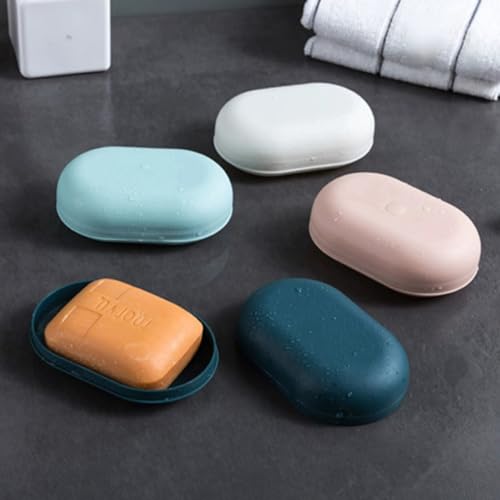 2-Pack Travel Soap Box - Leakproof Portable Soap Holder with Lid, Ideal for Camping, Gym, & Travel (Blue + Pink) - color: Dark Blue+pink