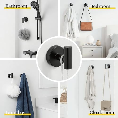 HOMOTEK 4 Pieces Bathroom Accessories Hardware Set, 24 inch Towel Bar, Towel Ring, Robe Hook, Toilet Paper Holder, Stainless Steel Rack Kit Wall Mounted, Matte Black - color: Matte Black