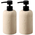 Soap Dispensers 11OZ, 2PCS, Travertine Stone Look, Faint Yellow | Luxurious, Modern, Resin, For Hand Soap, Dish Soap, Shampoo and Conditioner, Lotion, for Bathroom Countertop Kitchen Sink - color: Faint Yellow
