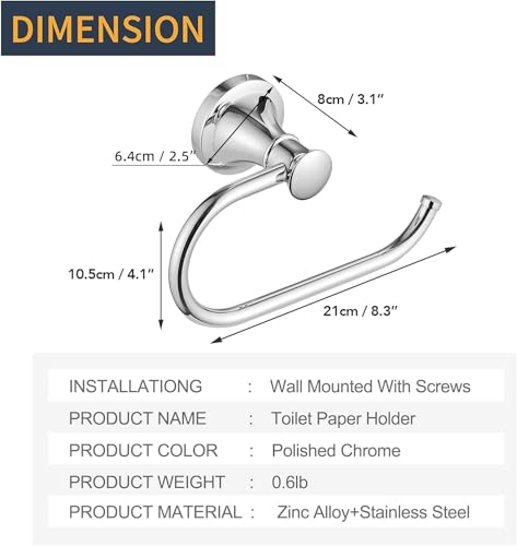 BESy Polished Chrome Toilet Tissue Paper Holder Polished Chrome Bathroom Accessories Toilet roll Paper Hanger, Wall Mounted, Rustproof - color: Polished Chrome