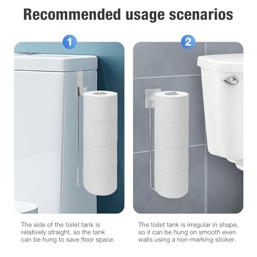 Conworld Toilet Paper Storage for 4 Roll Tissue, Over The Tank Toilet Paper Holder, Stainless Steel Rustproof Toilet Paper Holder Wall Mount, for Rv, Bathroom Storage and Organization, Silver, 1 Pack - color: Silver,hold 4 Rolls-1 Pcs