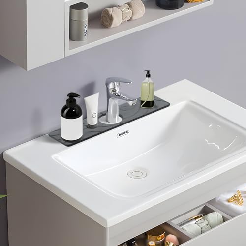 2 Pcs Faucet Mat for Kitchen Sink 15.74”×3.94” Diatomite Quick Dry Sink Splash Guard Absorbent Kitchen Stone Sink Tray Faucet Splash Guard for Bathroom Counter - size: 15.75 * 3.94"