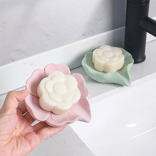 Soap Dish Soap Holder Self-Draining Soap Dish, Resin Bar Soap Holder, Oriental Cherry Flower Shape Soap Tray Soap Saver for Bathroom,Kitchen,Sink,Bathtub,Easy Cleaning and Keep Dry - color: Oriental Cherry Flower