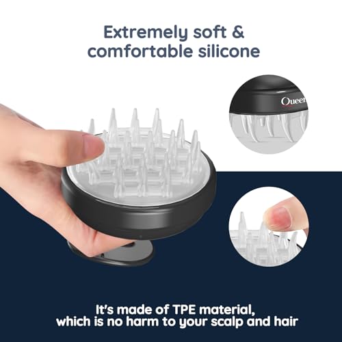 Electric Handheld Hair Massager, Cordless Hair Scalp Massager Portable Head Scratching Massager with 2 Modes Vibration Comb for Hair Growth, Deep Cleansing and Stress Relaxation - color: Black