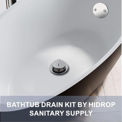HIDROP Chrome Tub Drain Lift and Turn Assembly, 2-Hole Overflow Faceplate | Stainless Steel Tub Drain, Universal Fine/Coarse Thread fit 1-3/8" or 1-1/2" Tub Drain, Bathtub Drain Conversion Kit - color: Chrome