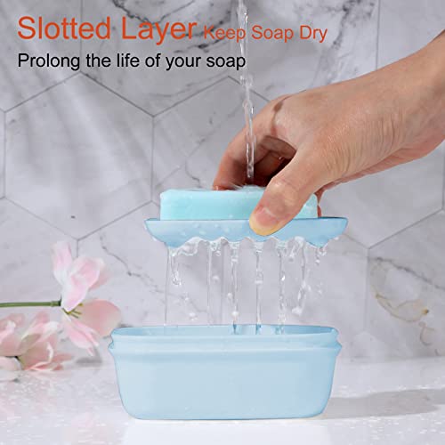 Quatish 2 Pack Travel Soap Container, Portable Soap Holder with Lid, Travel Bar Soap Holder, Soap Case for Camping Gym Travel, Soap Box for Bathroom, Blue - color: Blue