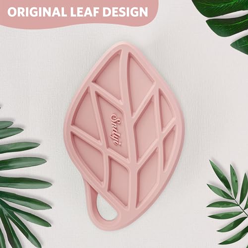 Sndyi Silicone Body Scrubber, Gentle Exfoliating Body Scrubber for Sensitive Skin, Leaf Shaped Shower Scrubber for Body with Lathering Bristles, Silicone Loofah Body Brush for Showering, Pink - color: Pink