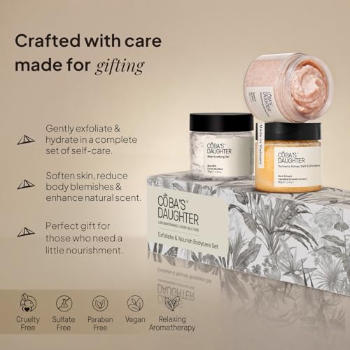 COBA'S DAUGHTER Luxury 7-Piece Scrub & Soothe Set with Hyacinth Basket | Curated body scrub & soothing essentials | Gifted for birthdays, Mother's Day & bridal showers - style: Scrub & Soothe Ritual Set
