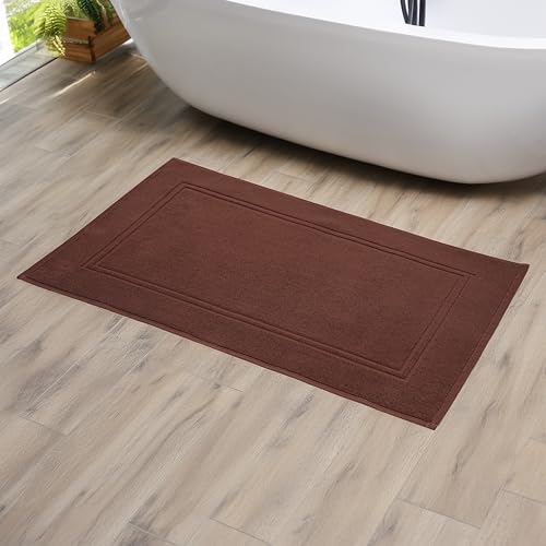 Tens Towels Pack of 2 Bath Mats 100% Cotton, 20 x 32 Inches, Super Absorbent, Hotel Quality Premium Floor Towels, Luxurious, Soft & Quick Dry, Not a Bathroom Rug (Brown) - color: Brown