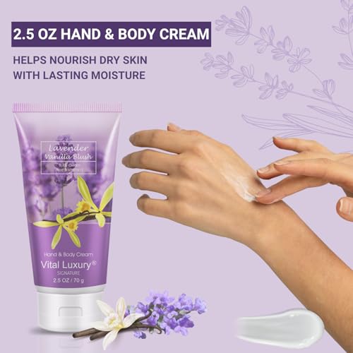 Bath and Body Spa Gift Set for Women, 4PC Lavender Vanilla Blush Self Care Travel Kit - Shower Gel, Lotion, Hand and Body Cream, & Body Mist, 3 Fl Oz Each, Pamper Gift for Mom Wife Girlfriend Sister
