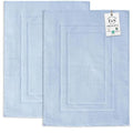 Feather & Stitch 2 Piece Towel Like Bath Mats (30x21 Inch) 100% Cotton Terry Bath Mats, Bathroom Shower Floor Mats [NOT A Bathroom Rug], Soft Absorbent Washable Mats - Sky Blue - color: Sky Blue