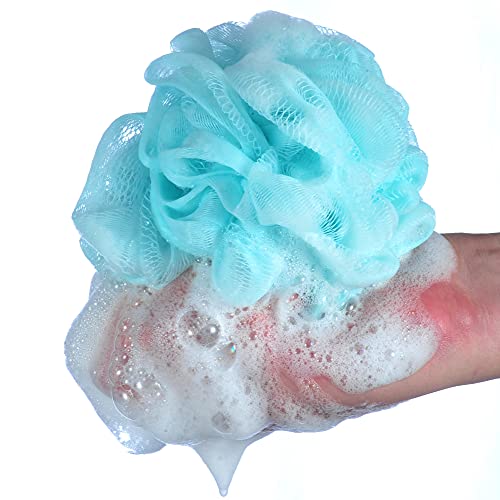 60g/pcs Multi-Color Mesh Bath Sponge Shower Pouf Loofahs Shower Puff Pack of 4 (White,Pink,Purple and Blue) - color: Mix