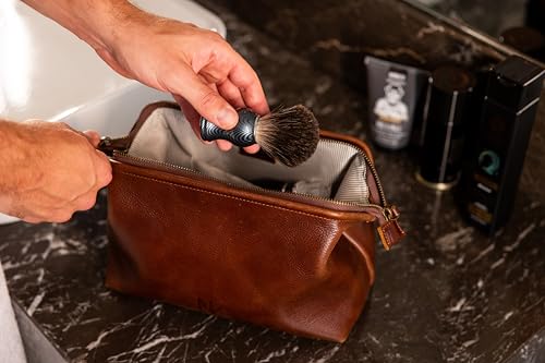 NV Holders Premium Genuine Leather Toiletry Bag for Men - The Ultimate Travel Dopp Kit and Hygiene Organizer, Perfect Men's Toiletry Travel Bag (Brown) - color: Brown