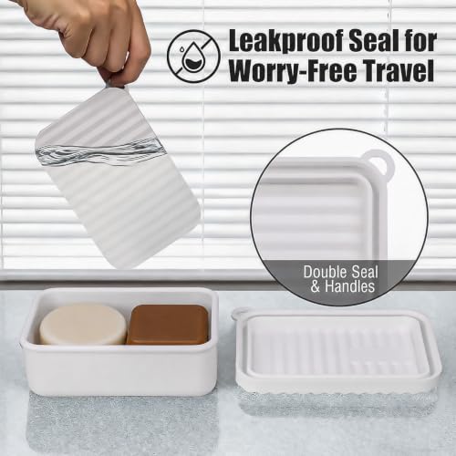 AIDIMMING Extra Large Silicone Soap Case for 10oz Duke Cannon Bar Soap – Leakproof Travel Soap Holder with Self-Draining Lid - Large Capacity, Durable, Impact-Resistant, Stain-Resistant (Milky White) - color: Milky White