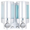 Better Living Aviva Wall Mount Shower Dispenser, 2 x 11oz, Satin Silver | 2 Chamber, Shampoo, Conditioner, Body Wash and Soap Dispenser, Built-in Hooks, No Drill, Waterproof Shampoo Soap Dispenser - color: Satin Silver, size: 2-Chamber